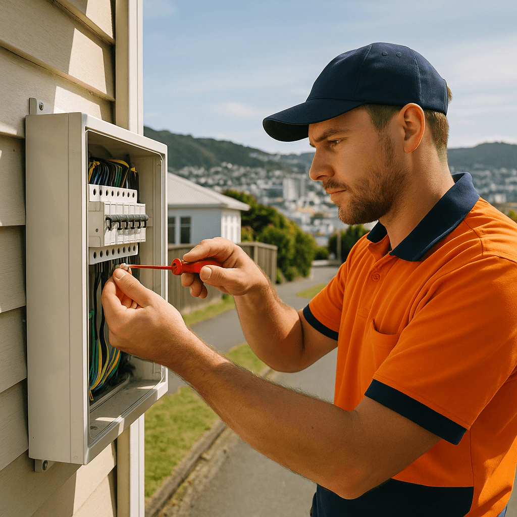 A modern switchboard inside an electrical room showing advanced features