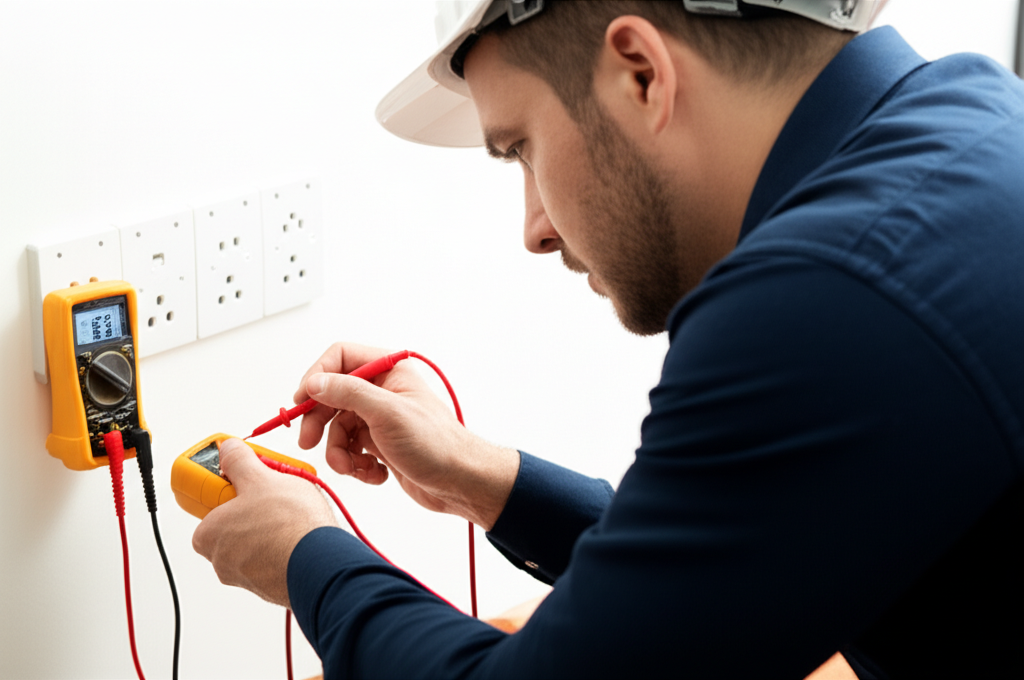 Professional electrical testing equipment used for safety certificate inspections in Wellington