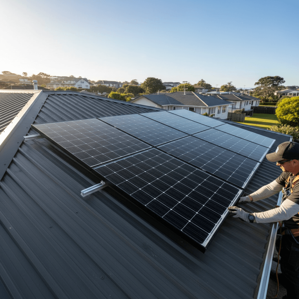 Professional solar panel installation on NZ residential roof