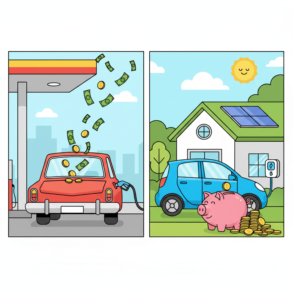 Cost comparison between petrol vehicle and electric vehicle charging savings
